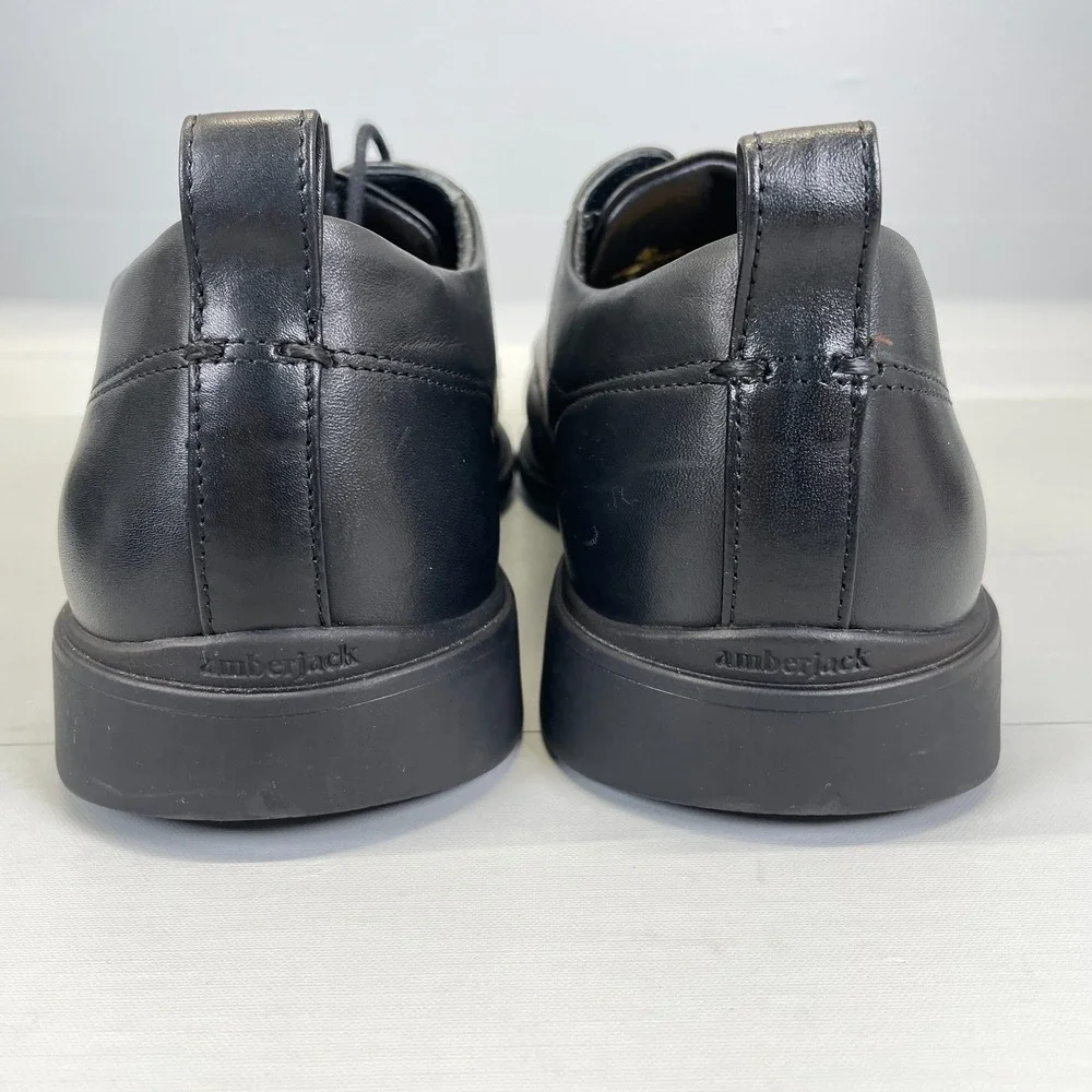 Amberjack The Original Dress Shoes Mens Size 11 M Black Leather Derby Plain Toe